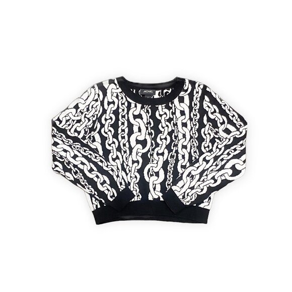 S - MONKL White Chains Graphic Sweater - Picture 1 of 4